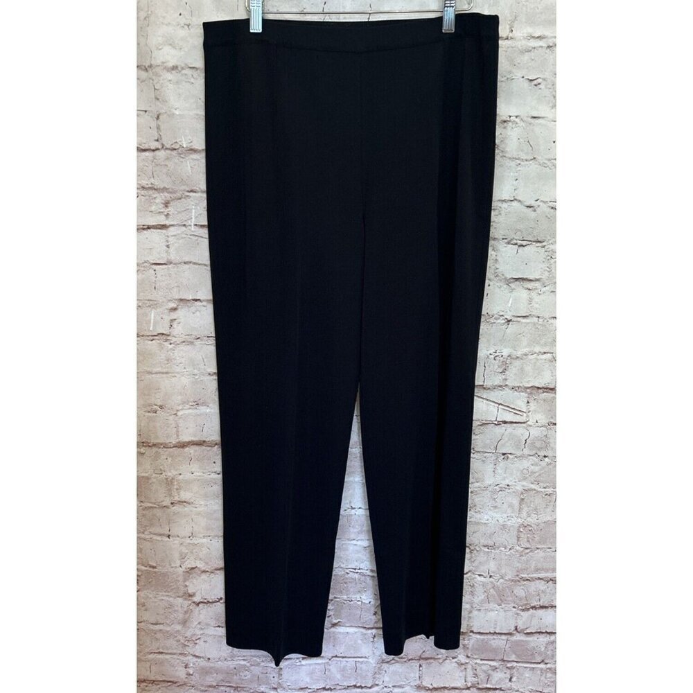 Ming Wang Pull On Pants Womens XL Black Acrylic Knit Dressy Career Designer